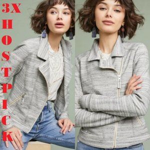 Anthropologie Gray Caitlin Knit Moto Jacket Classis Biker Size Medium